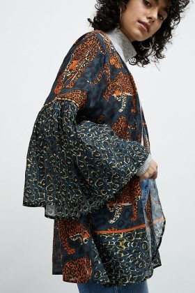 Bl-nk Leopard-Print Kimono / mixed animal prints / flared sleeve kimonos - flipped