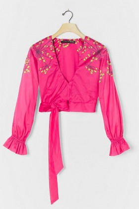 Roopa Pemmaraju Karalea Wrap Blouse in Pink ~ bright blouses - flipped