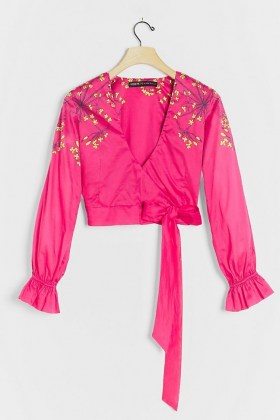 Roopa Pemmaraju Karalea Wrap Blouse in Pink ~ bright blouses