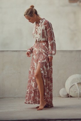 ANTHROPOLOGIE Aleah Printed Maxi Dress / long paisley print dresses - flipped
