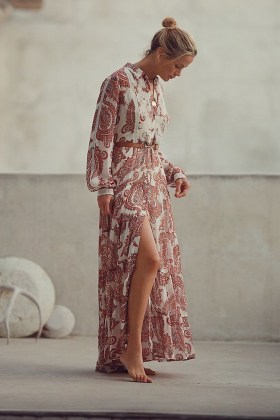 ANTHROPOLOGIE Aleah Printed Maxi Dress / long paisley print dresses
