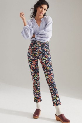 Maeve Gardenia Ultra High-Rise Slim Straight Jeans / floral denim - flipped