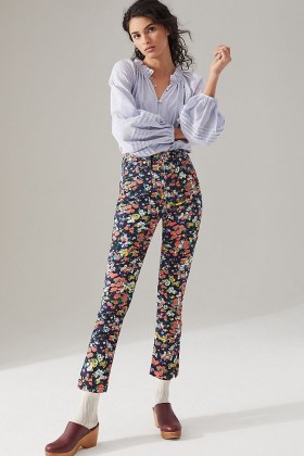Maeve Gardenia Ultra High-Rise Slim Straight Jeans / floral denim