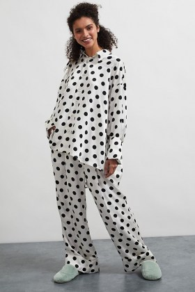 Sleeper Polka-Dot Pyjama Set / monochrome pyjamas / comfy luxe nightwear - flipped