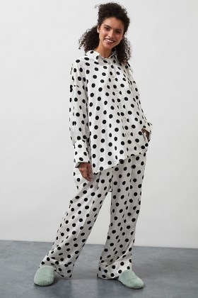 Sleeper Polka-Dot Pyjama Set / monochrome pyjamas / comfy luxe nightwear