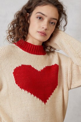 Anthropologie Daisy Sweetheart Jumper | heart patterns | hearts on knitwear | drop shoulder jumpers - flipped