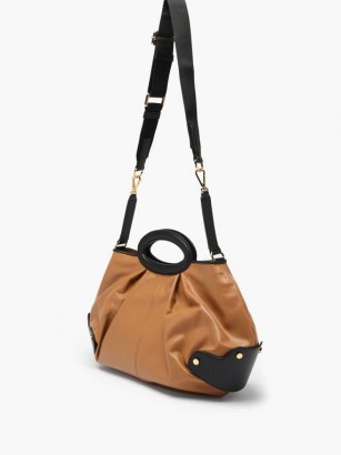 MARNI Balloon leather handbag ~ tan brown pleated bags ~ pleat detail shoulder bag - flipped