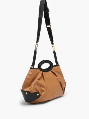 MARNI Balloon leather handbag ~ tan brown pleated bags ~ pleat detail shoulder bag