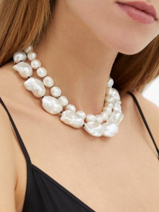 SOPHIE BUHAI Baroque-pearl sterling-silver necklace ~ chunky pearls ~ double strand statement necklaces - flipped