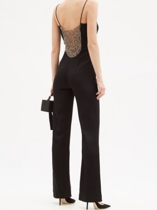 GALVAN Beaded-back crepe jumpsuit ~ glamorous evening jumpsuits ~ partywear ~ party clothing ~ occasion glamour - flipped