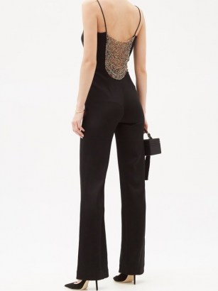 GALVAN Beaded-back crepe jumpsuit ~ glamorous evening jumpsuits ~ partywear ~ party clothing ~ occasion glamour