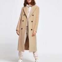 RIVER ISLAND Beige boyfriend longline boxy coat ~long neutral coats