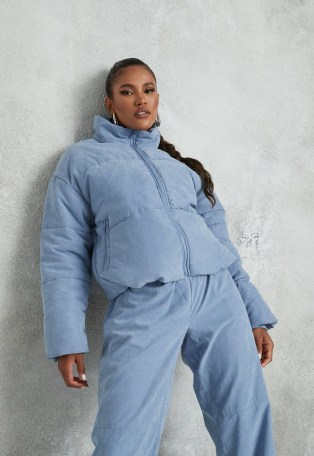 MISSGUIDED blue co ord peached puffer jacket - flipped