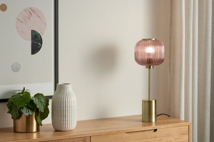 MADE Studio Briz Table Lamp, Antique Brass & Pink ~ chic lamps ~ stylish home furnishing