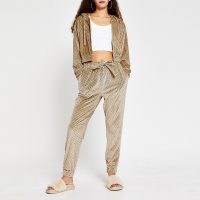 RIVER ISLAND Brown Monogram Velour Jogger ~ sports luxe joggers