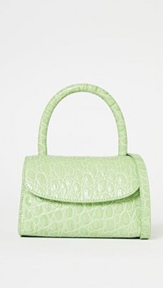 BY FAR Mini Bag in Pistachio ~ small green crocodile effect handbag - flipped