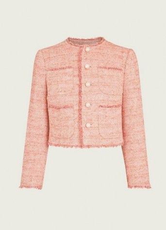 L.K. BENNETT CELESTE PINK TWEED CROPPED JACKET ~ feminine colours ~ cassic textured jackets - flipped