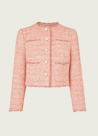 L.K. BENNETT CELESTE PINK TWEED CROPPED JACKET ~ feminine colours ~ cassic textured jackets