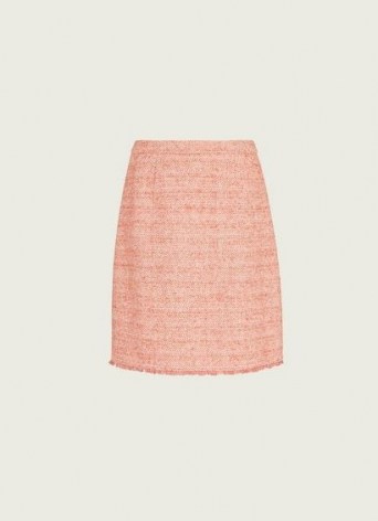 L.K. BENNETT CELESTE PINK TWEED MINI SKIRT ~ frayed hem skirts ~ textured fabrics - flipped