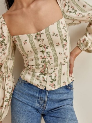 Reformation Cera Top | fitted bodice floral tops - flipped