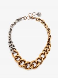 Alexander McQueen Chain Choker in Antique Gold | chunky chain chokers | double colour brass statement necklaces