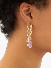 GIVENCHY Charm chainlink drop earrings ~ mismatched statement drops