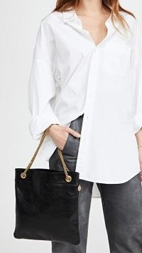 Clare V. Delphine Bag | black crinkled leather chain strap bags