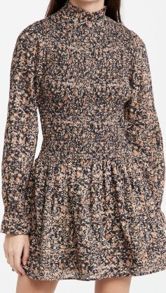 Cleobella Astrid Mini Dress / smocked floral dresses / high neck / long sleeve