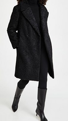 Club Monaco Faux Astrakhan Coat / black textured coats
