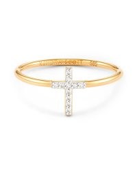 Kendra Scott Cross 14k Yellow Gold Band Ring In White Diamond | fine delicate rings