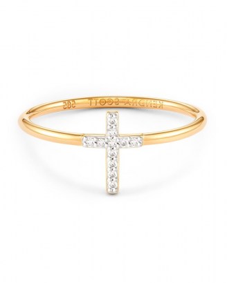 Kendra Scott Cross 14k Yellow Gold Band Ring In White Diamond | fine delicate rings - flipped