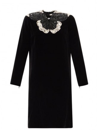 GUCCI Crystal and sequinned butterfly velvet dress ~ lbd - flipped