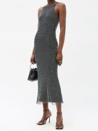 DAVID KOMA Crystal-embellished mesh midi dress ~ luxe dresses ~ glamorous LBD