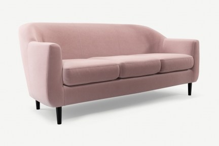 Custom MADE Tubby 3 Seater Sofa, Heather Pink Velvet with Black Wood Leg ~ chic sofas ~ stylish furniture ~ home furnishings - flipped
