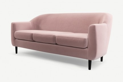 Custom MADE Tubby 3 Seater Sofa, Heather Pink Velvet with Black Wood Leg ~ chic sofas ~ stylish furniture ~ home furnishings