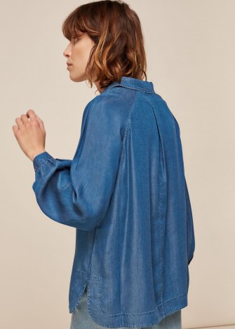 WHISTLES CHAMBRAY LONGLINE SHIRT / pull-over style shirts / lightweight denim