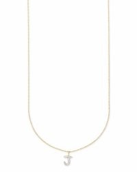 KENDRA SCOTT Diamond Letter J Pendant Necklace In 14K Yellow Gold | luxe initial pendants | fine jewelry | necklaces