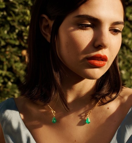 Monica Vinader Doina Pendants and Torc Set | open choker necklaces | green gemstone jewellery sets - flipped