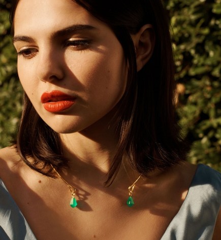 Monica Vinader Doina Pendants and Torc Set | open choker necklaces | green gemstone jewellery sets