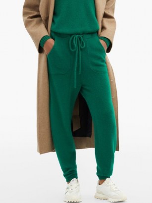 THE ELDER STATESMAN Green drawstring-waist cashmere track pants | luxe jewel tone joggers - flipped