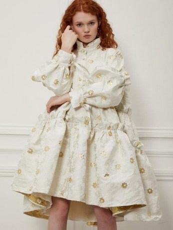sister jane DREAM Chrome Daisy Jacquard Midi Dress | voluminous dresses | romantic volume fashion