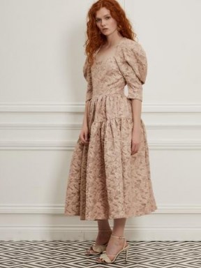 sister jane DREAM Zelda Jacquard Midi Dress | volume sleeve dresses - flipped