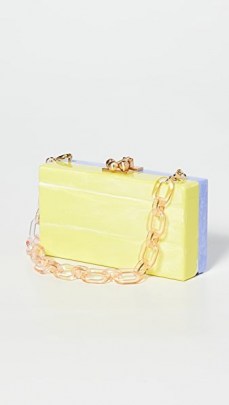 Edie Parker Beach Party Minaudiere in Iris Marble/Lime Marble / colour block box bags / small chain handle bags - flipped