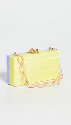 Edie Parker Beach Party Minaudiere in Iris Marble/Lime Marble / colour block box bags / small chain handle bags