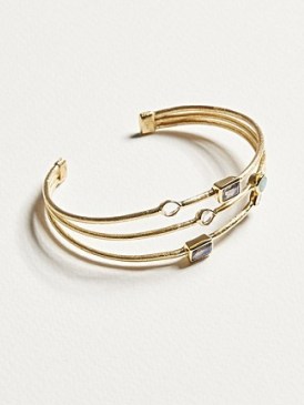 OLIVER BONAS Eliza Stone & Gold Plated Triple Row Cuff Bangle / embellished bangles / delicate cuffs - flipped