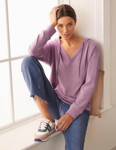Boden Ellen Soft Jersey Hoodie Heather ~ light purple hoodies ~ casual weekend tops - flipped