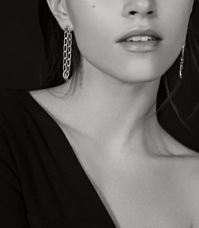 REISS ELLENA GOLD PLATED FINE LINK EARRINGS GOLD ~ long glamorous chain linked drops ~ effortless evening glamour - flipped