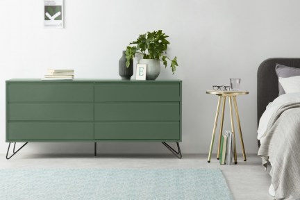 MADE Elona Wide Chest of Drawers, Fern Green & Black ~ chic bedroom furniture