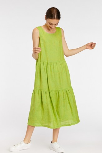 gorman EMERALD DRESS ~ lime green tiered linen dresses - flipped