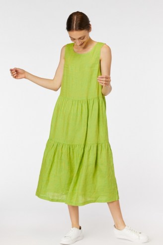 gorman EMERALD DRESS ~ lime green tiered linen dresses